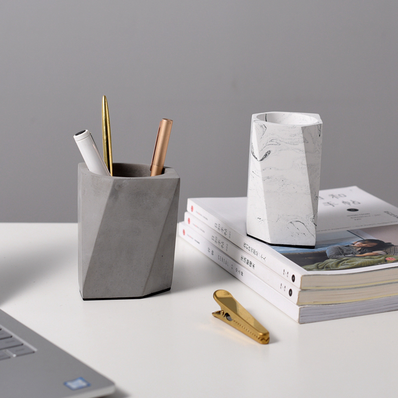 小西家 北欧风ins水泥几何笔筒 创意家居桌面收纳筒工业风摆件