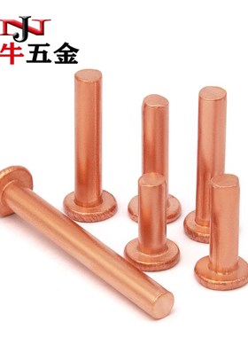 紫铜平头实心铆钉GB109平帽铜钉手打敲击式柳钉M2m3m4m56M8按斤称