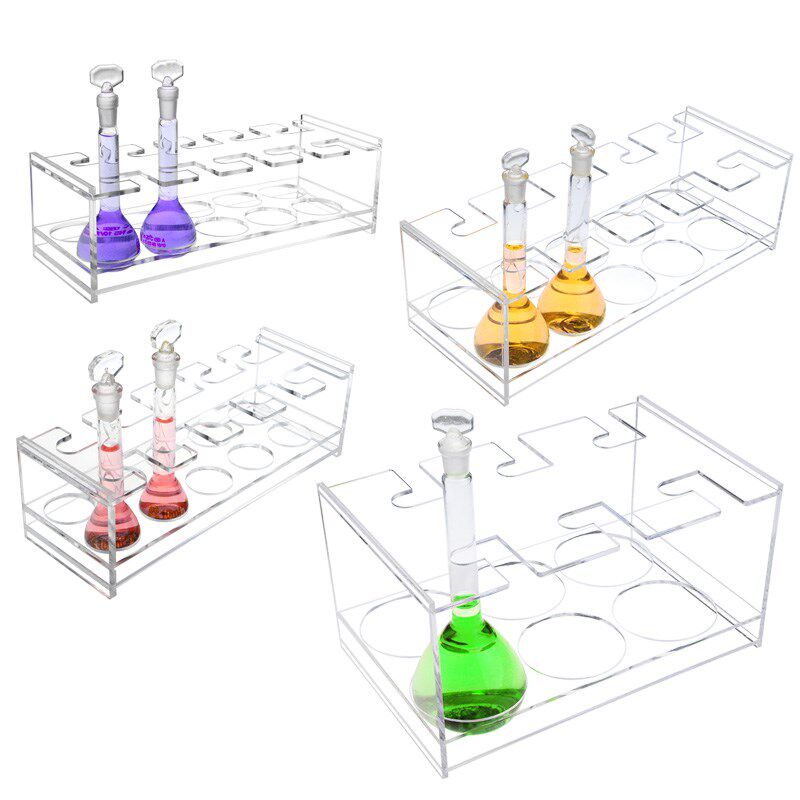 有机玻璃容量瓶架10/25/50/100ml容量瓶架2*5孔有机玻璃分液瓶架