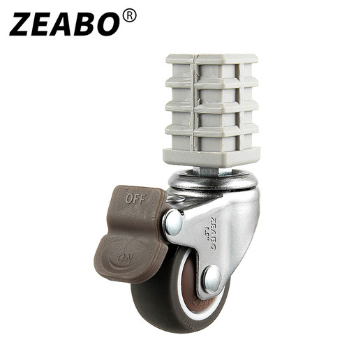 (4只装)家具方管用轮万向轮轮子1.5寸置物架不锈钢管静音刹车脚轮