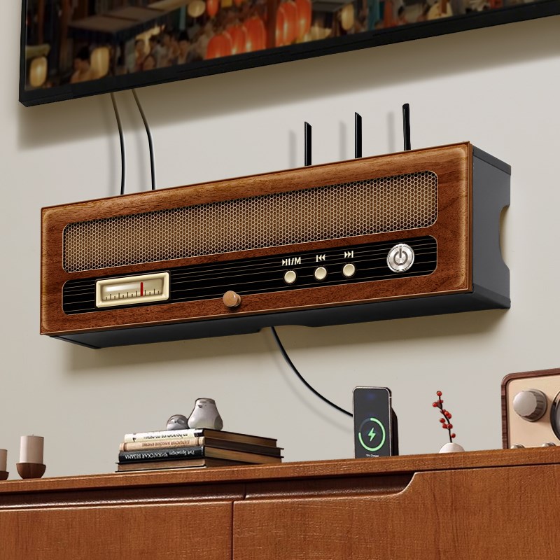 中古风光猫路由器放置架收纳盒唱片机插排电线遮挡遮丑wifi置物架