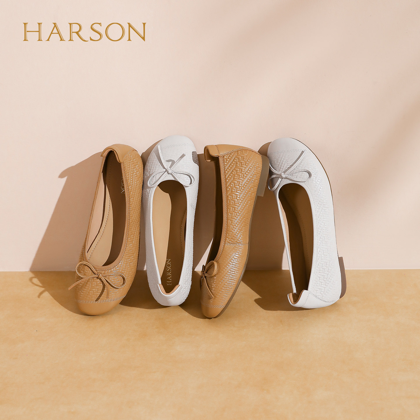 哈森时尚圆头粗跟高跟鞋芭蕾风蝴蝶结舒适高跟鞋2026新款HS267905