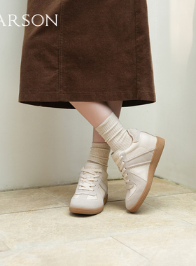 哈森内增高德训鞋女款2025秋冬新款复古百搭休闲鞋运动HWCL250116