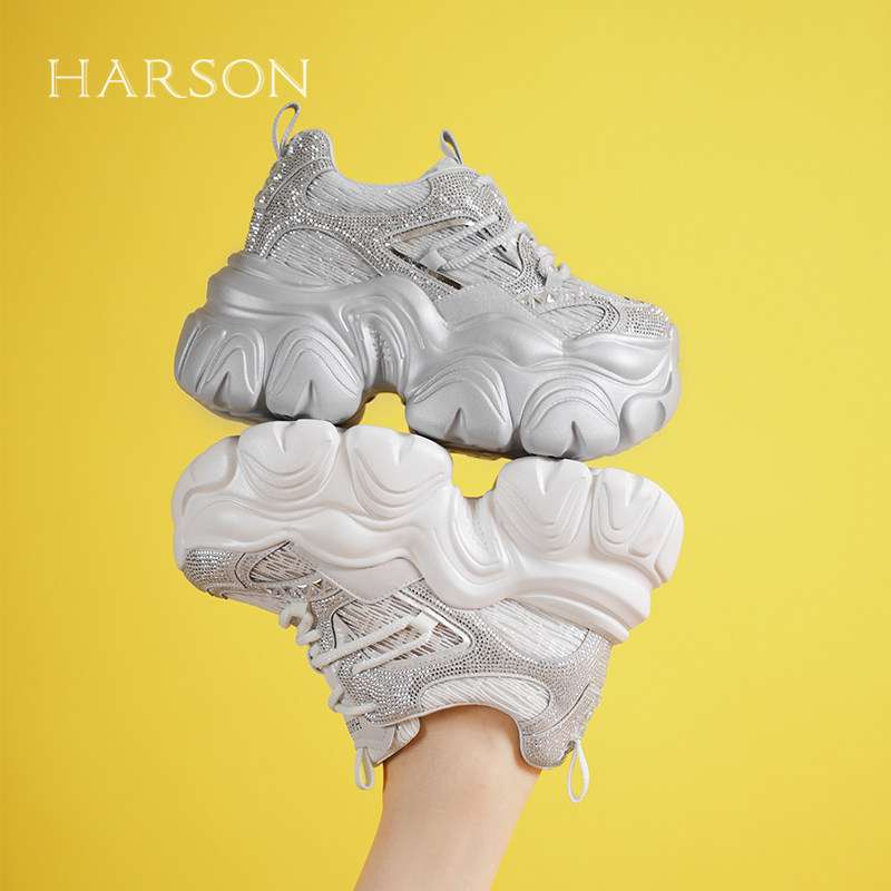 哈森厚底增高老爹鞋女春季新款百搭时尚休闲旅游鞋HWCS250131