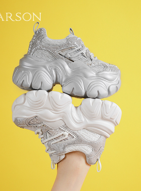 哈森厚底增高老爹鞋女春季新款百搭时尚休闲旅游鞋HWCS250131