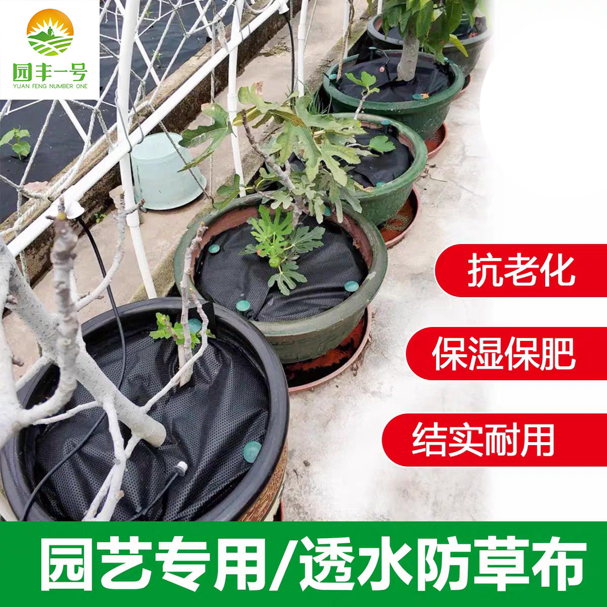 花盆园艺盆栽圆形带孔防草布育苗花卉带洞可降解透气渗水可定制