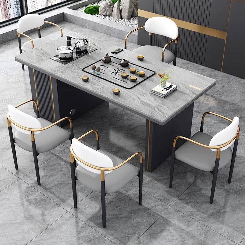 岩板茶桌椅组合现代简约办公茶台小户型客厅家用轻奢茶桌小茶台