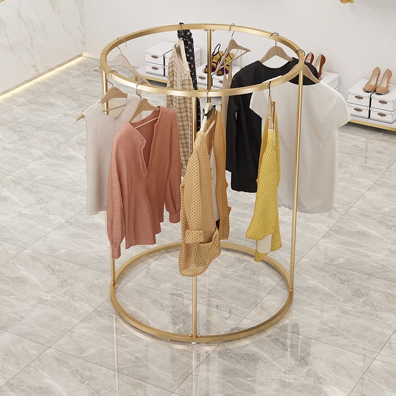 简约服装店展示架落地椭圆形网红装饰童装挂衣架衣杆女装货架