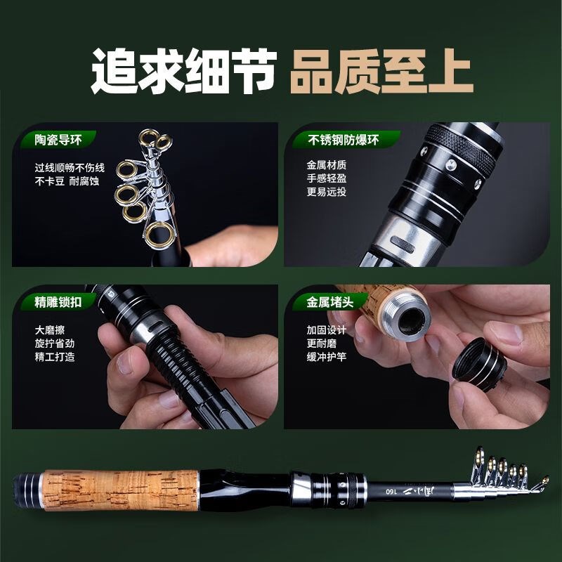 迷你便携式大导环伸缩路亚竿远投全套套装海杆抛竿路亚纺车轮