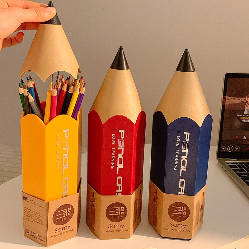 创意铅笔造型笔筒办公室桌面学生文具收纳盒置物架摆件2X025年新