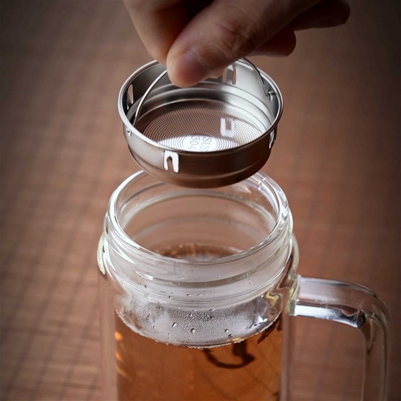 全度玻璃杯双层加厚隔热泡茶杯便携茶隔车载O水杯男士家用办公杯