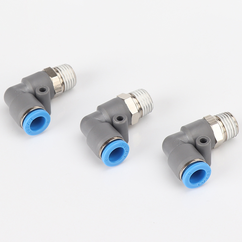 50个装气管接头新款快插接头直角t螺纹弯头PL8-02/6-M5/6-01/10-0