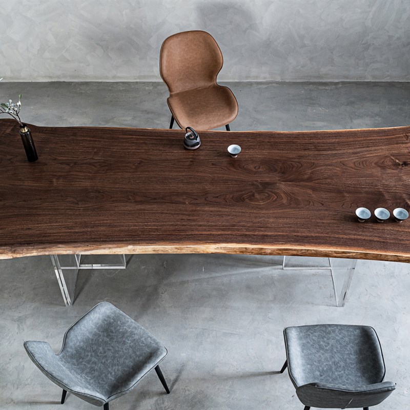 北美黑胡桃大板进口实木特具奥坎M巴花柚木茶桌餐桌桌