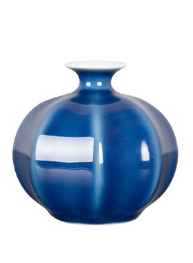 十境fe新中式红釉蓝釉陶瓷x花瓶工艺品样板间客厅家居摆件装饰