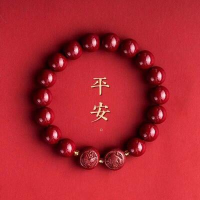 六合三合朱砂手串低含量本命年女款十二生肖手链文艺复古