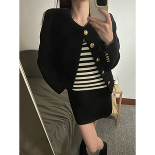 精致挂 真 小香风外套女2024春秋款 Ce经典 黑色外套 穿瞭很多年