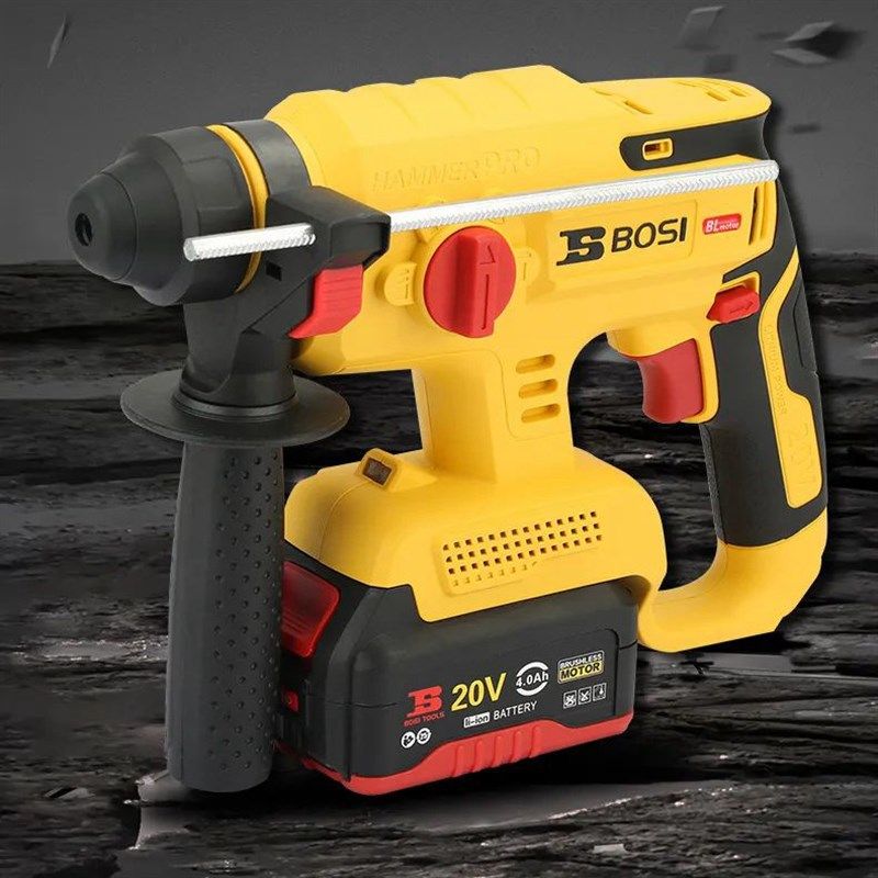 波斯充电式20V安全离合三用无刷电机锂电电锤BS660160双电4.0一充