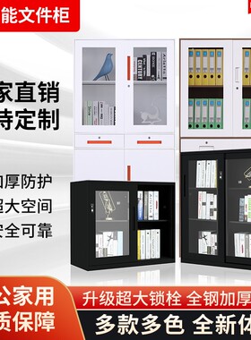 纯白色铁皮矮柜文件柜打印机资料柜办公档案柜带锁小柜子黑色套色
