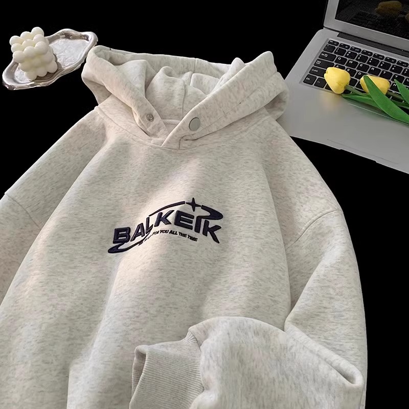 美式复古连帽卫衣女小个子加绒