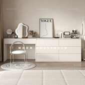 奶油风白床尾柜实木梳妆台卧室现代简约书桌斗柜梳妆台一体收纳柜