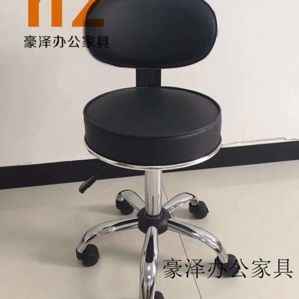 北京圆凳真皮酒吧椅带靠背升降旋转实验室坐凳皮革美容师傅大工凳