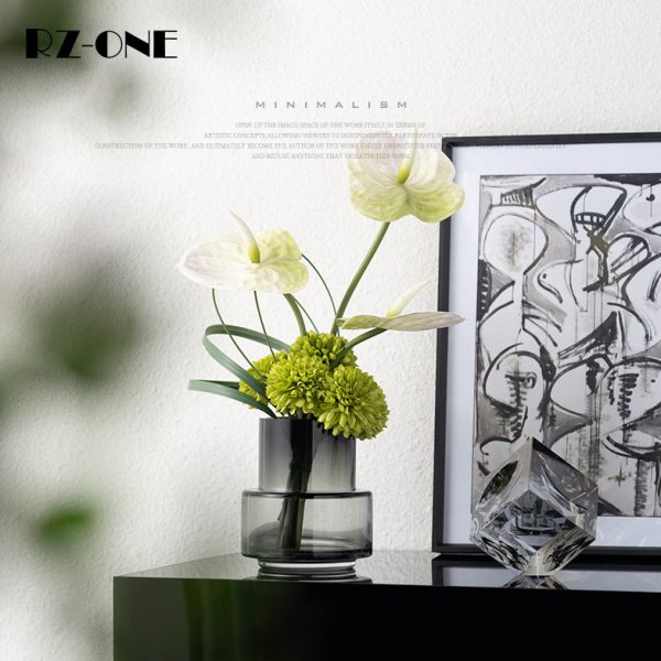 Rzone 高级感整体花艺现代轻奢轻奢玻璃花瓶高档浴室洗手台装饰品