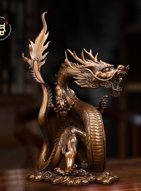 铜龙摆件蛟龙出海开业礼品 中式家居饰品摆件办公室客厅玄关摆件