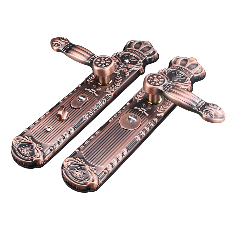 欧式304不锈钢皇冠对开拉手 别墅双大门锁 016A 红古铜防盗门把手