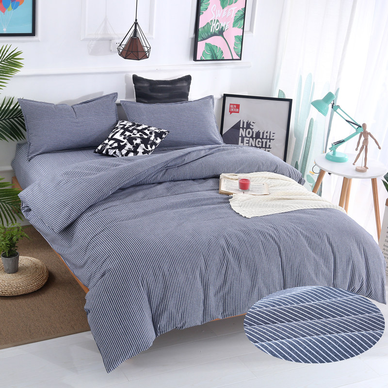 加厚新款老d粗布被套双人大被罩单人学生被套三件套褥子套两件套