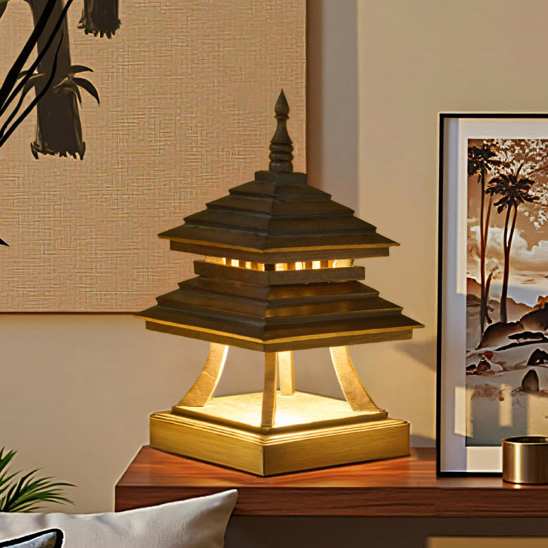 泰国进口复古木质柱头灯庭院别墅户外装饰落地灯别墅院墙角景观灯