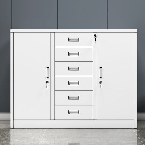 宽中六矮柜文件柜铁皮柜带锁抽屉工具柜家用阳台收纳柜打印机柜子