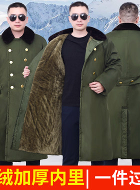 军棉大衣男款冬季加绒加厚冷库防寒服保暖棉大衣绿色东北大棉袄