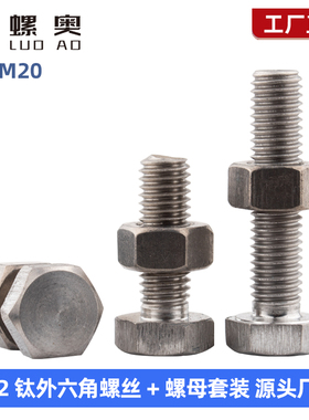 TA2纯钛外六角螺栓钛合金螺丝螺母套装M3M4M5M6M8M10M12M14M16M20