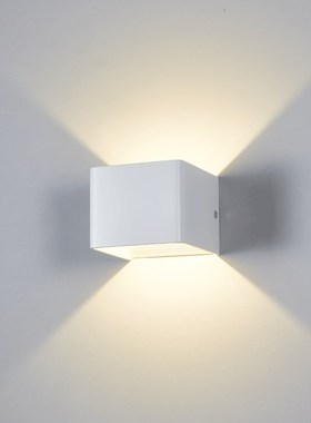 简约卧室客厅过道走廊墙壁灯黑色LED户外防水壁灯酒店床头灯