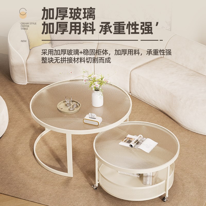 可移动沙发边几钢化玻璃茶几现代小桌子床头侧边边柜小户型小推车