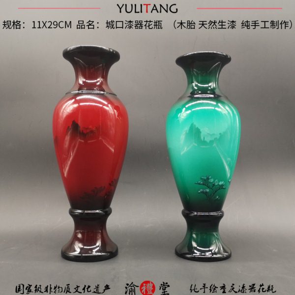 重庆特产工艺品礼物城口山神漆器花瓶赠送外宾收藏高29CM两色可选