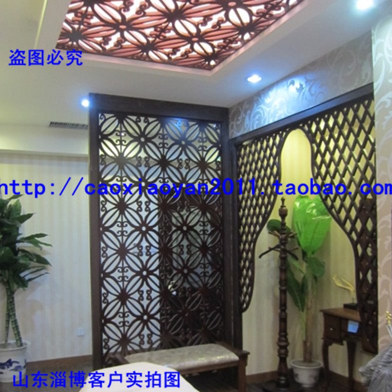 泰式美容院镂空隔断 雕花板吊顶通花板木格门楣 密度板镂空花格