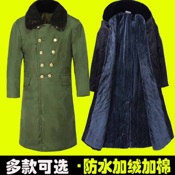 棉大衣男冬季加厚长款冷库防寒服黑绿色加绒棉袄工作劳保安棉服