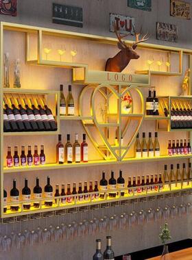 餐厅墙上红酒架吧台酒柜铁艺定制工业风酒吧展示架靠墙壁挂置物架