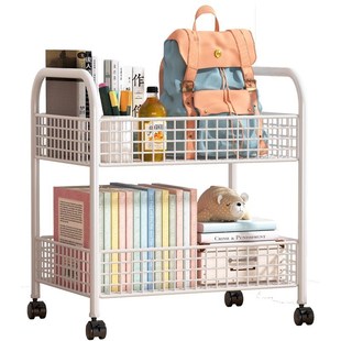 可移动桌边书包置物架柜筐家用放B存放神器带轮小推车书架收纳滑