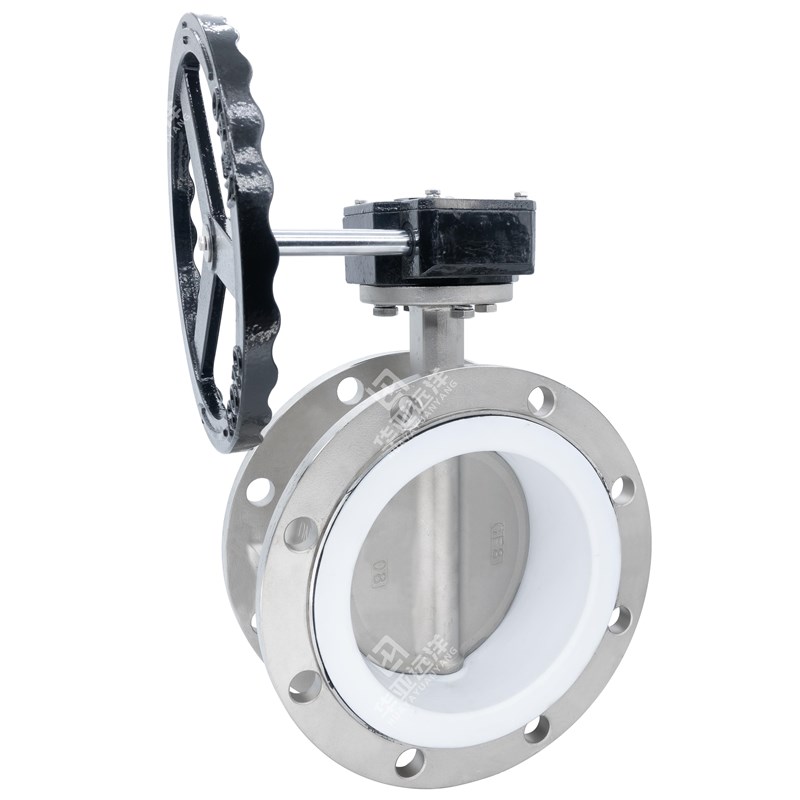 不锈钢304/316L衬四氟手柄涡轮法兰蝶C阀D41F4/D341F4-10/16P