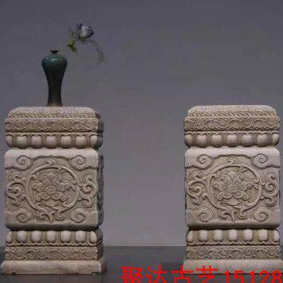 汉白玉仿古做旧缠枝莲花墩石座庭院装饰花盆石头座假山石墩花几墩