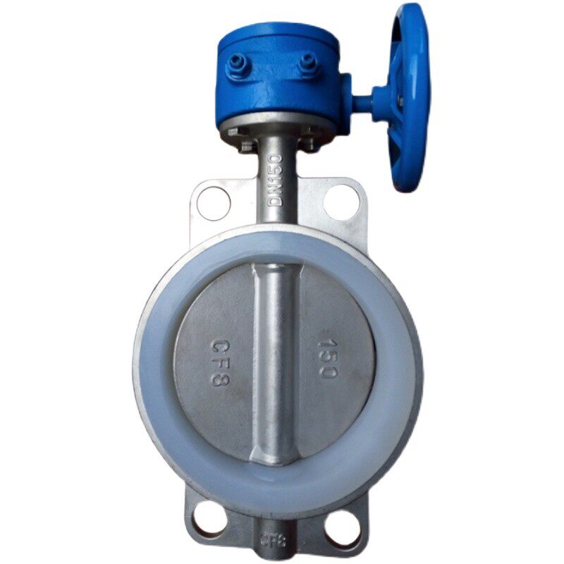 304不锈钢蜗轮对夹式蝶阀D371XF-1D6p硅胶四氟涡轮蝶阀25/32-400