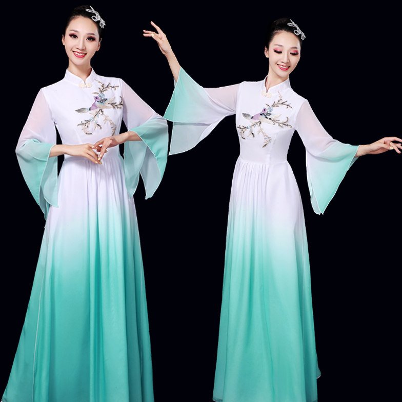 大合唱团演出服女长裙2022新款气质大码礼服红歌比赛表演歌伴舞裙