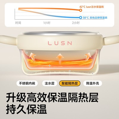 如山宝宝辅食碗注水保温婴幼儿不锈钢吃饭恒温吸盘儿童餐具