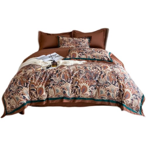 美式复古风120S支匹马棉四件套全棉纯棉欧式纹样被套床单床上用品