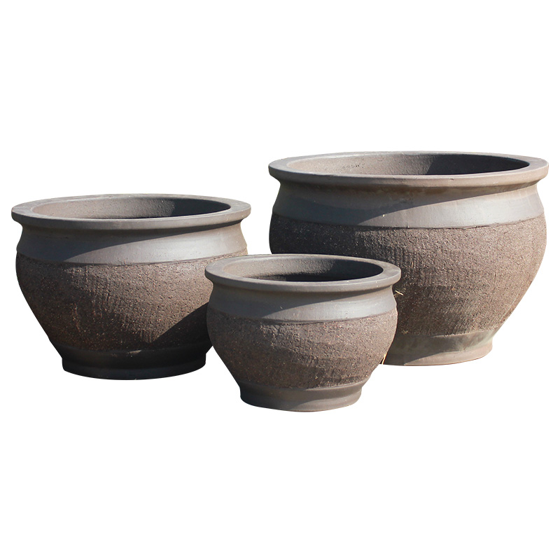 复古特大号紫砂陶瓷庭院水培缸家E用落地户外超大口径粗陶花盆