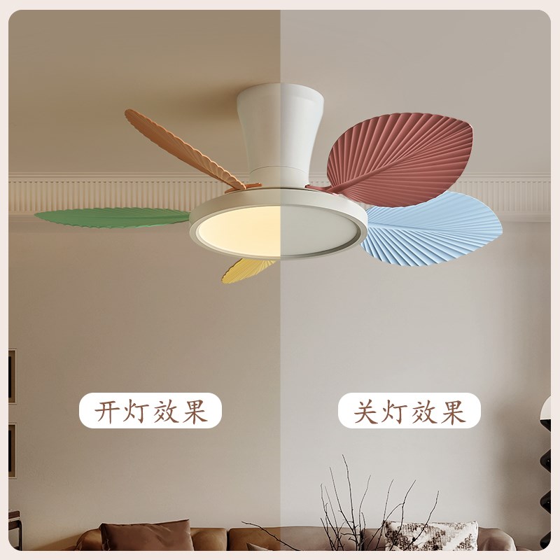 儿童卧室风扇灯女孩男孩彩色静音2B025年新款家用吸顶风扇灯中古