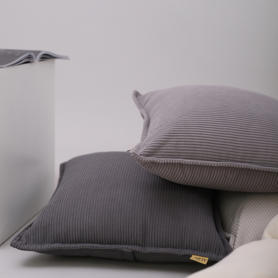 高端灰色沙发抱枕套客厅轻奢高级感靠枕可拆洗灯芯绒飘窗靠垫