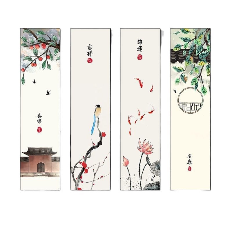 大芬油画村挂画客厅中式梅兰竹菊装饰画四联水墨荷花国画书房茶室图片